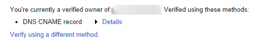 Domain Verification details in Google webmaster tools