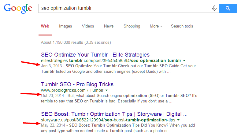 seo optimization tumblr google.com serp