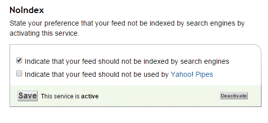 Noindex RSS feed