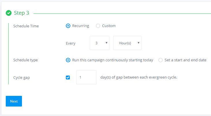 Evergreen automation campaign settings evergreen-automation-campaign-time-settings-contentstudio