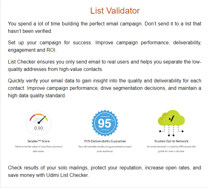Udimi's email list validator