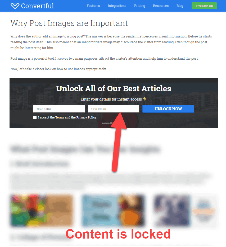 Lock content in web page