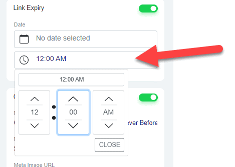 set link expiry date and time