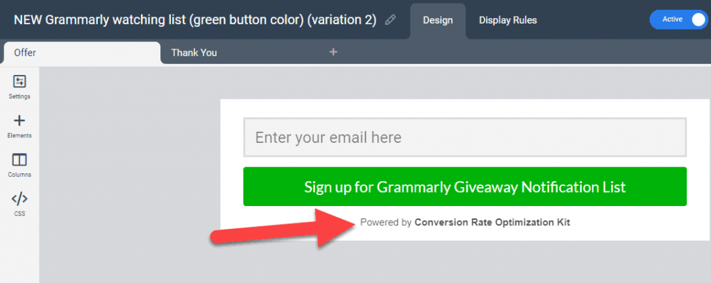 Attribution in widgets editor