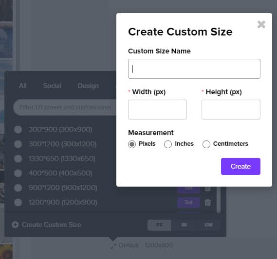 Stencil create custom size