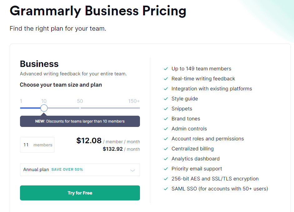 Grammarly Business Pricing