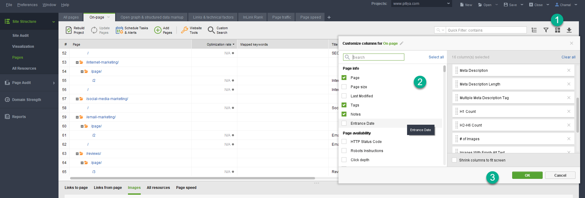 customize workspace columns