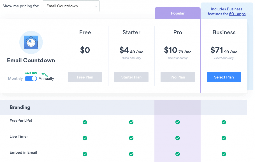Powr pricing for countdown app