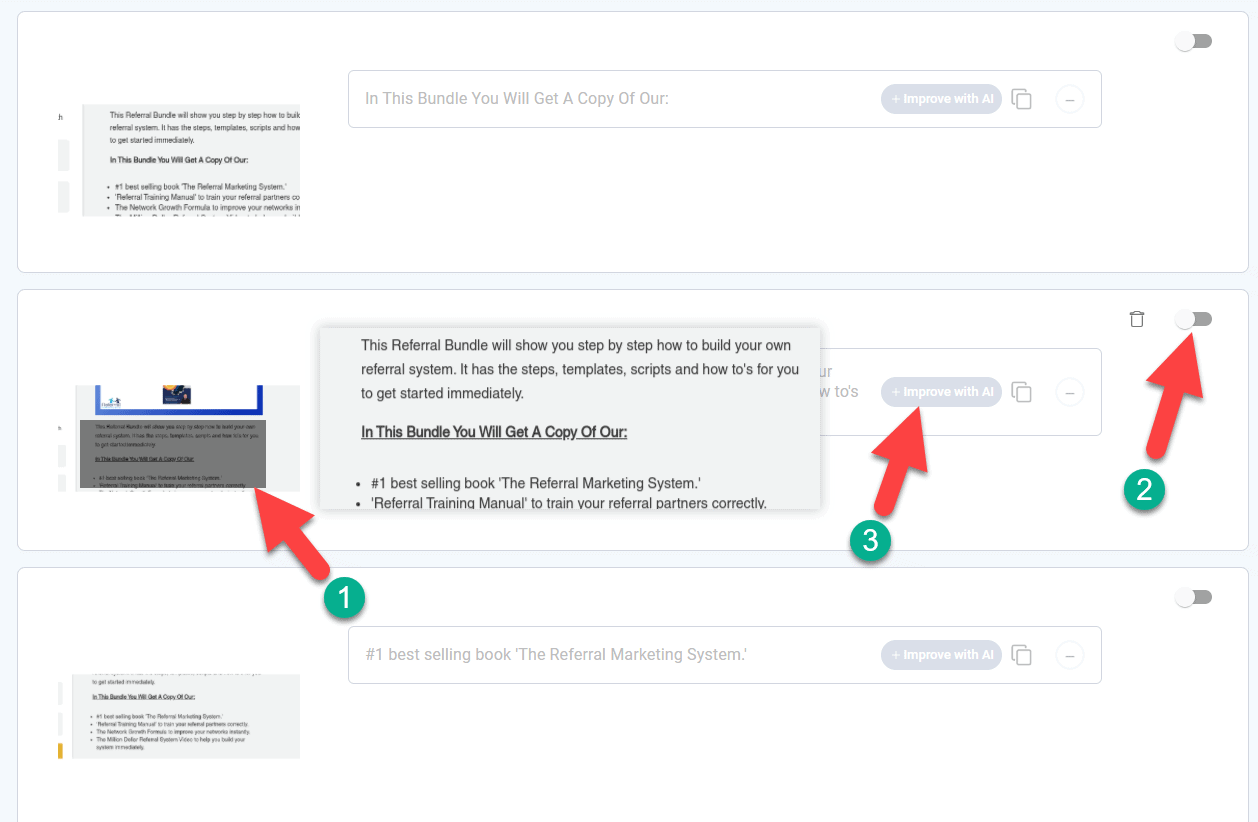 Anyword landing page copy variations page