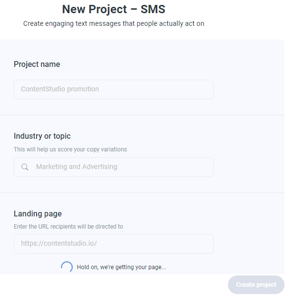 Anyword AI SMS text message generator