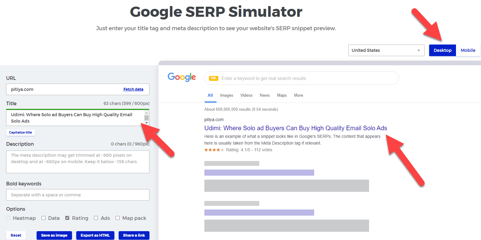 Google SERP simulator