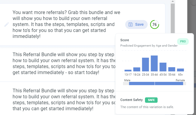 High scored landing page copy generated by Anyword AI