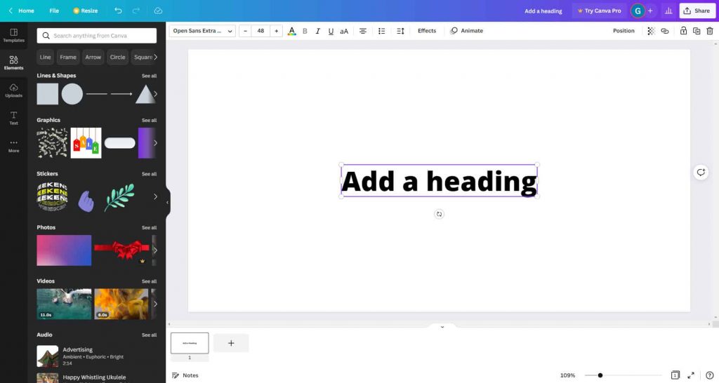 Canva editor