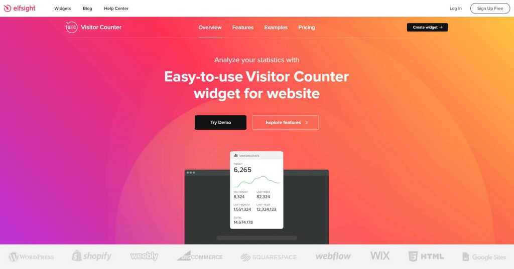 Visitor counter widget ElfSight