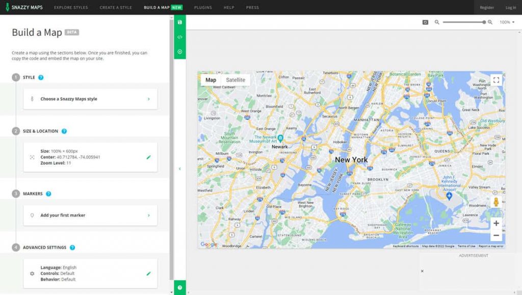 Snazzymaps map builder