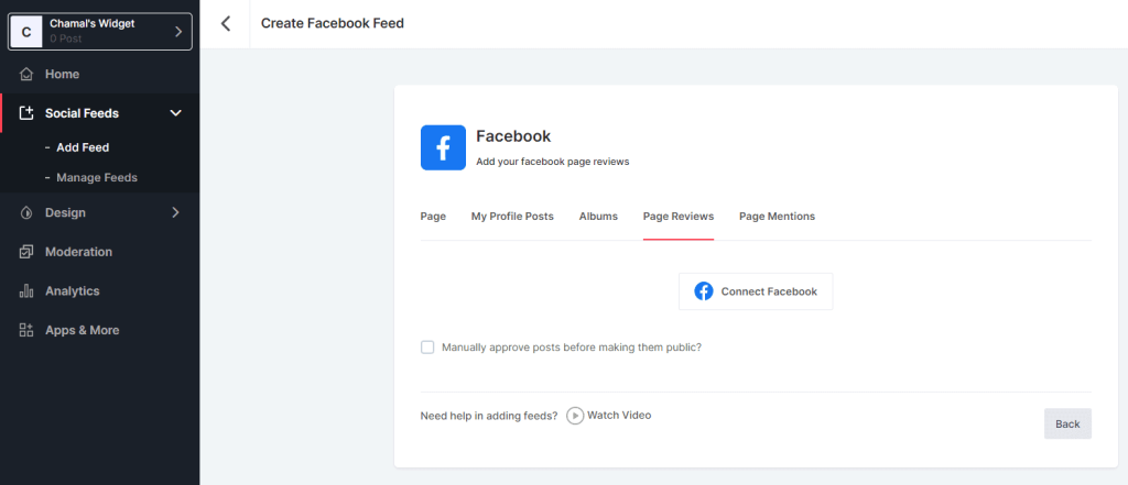 Taggbox create Facebook feed