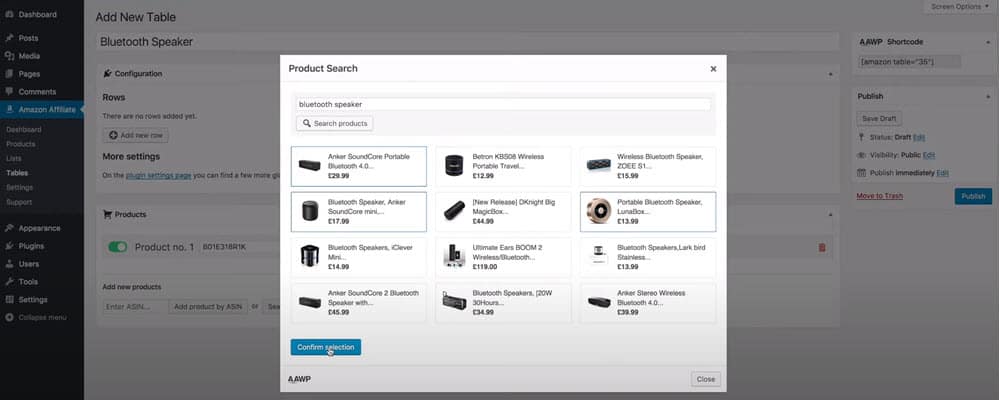 Lasso comparison tables WordPress plugin