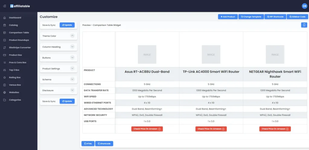 Affiliatable Comparison Table Editor