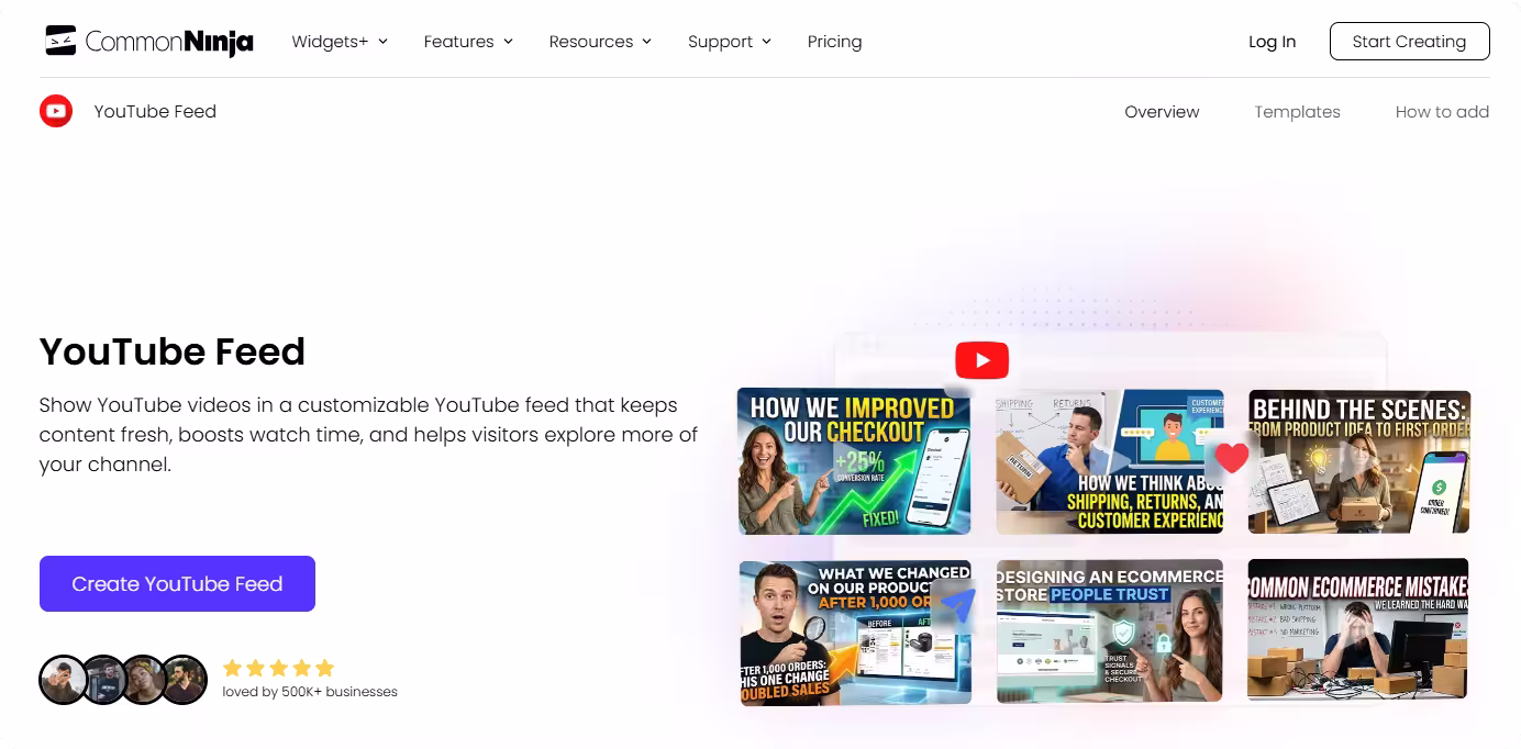 Common Ninja YouTube Feed