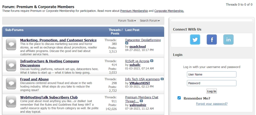 Premium Corporate Members forum in 
Webhostingtalk