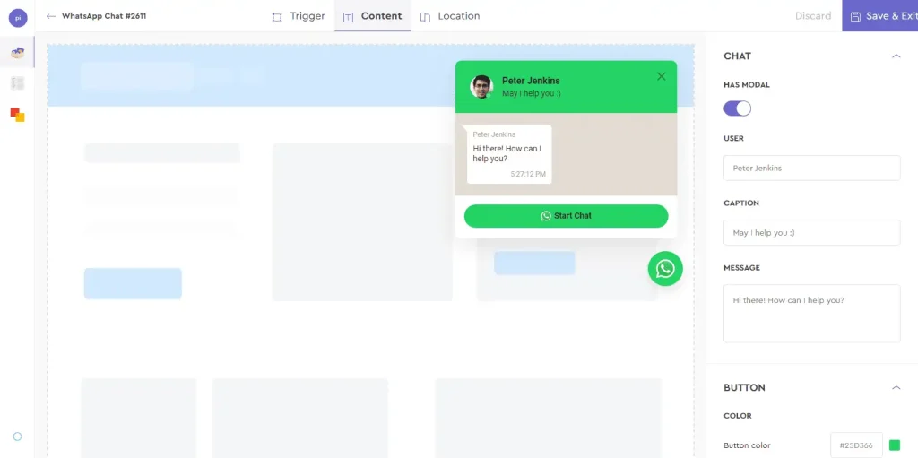 Hoversignal WhatsApp Chat Widget Editor