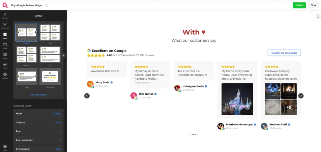 Elfsight Google Reviews Widget Builder