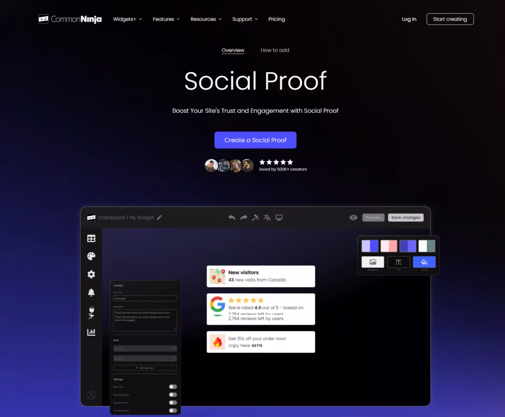 Common Ninja's Social Proof widget