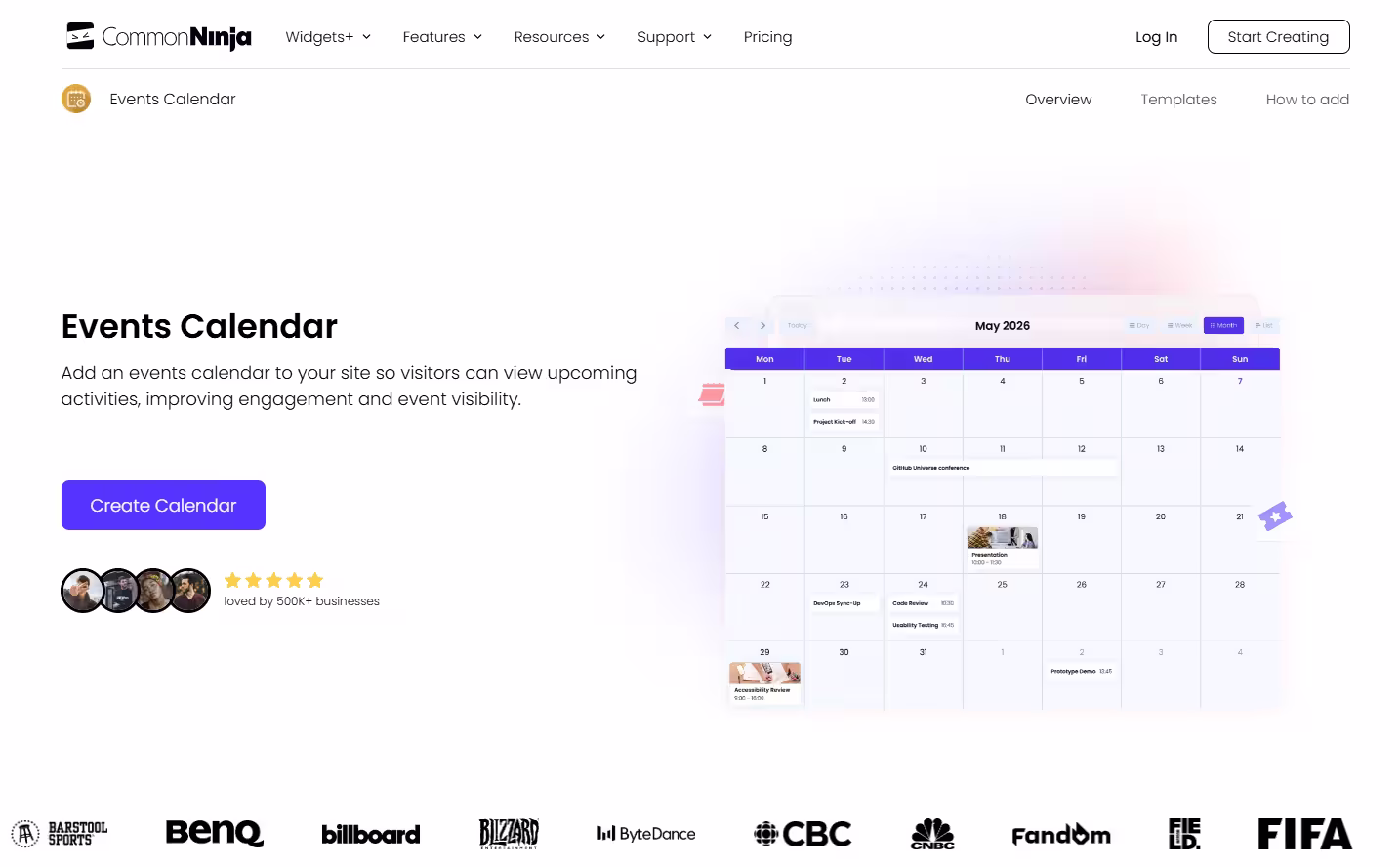 Event calendar commoninja