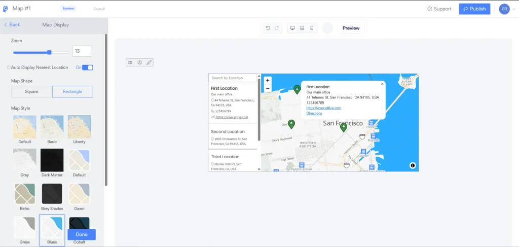 Powr Maps widget editor