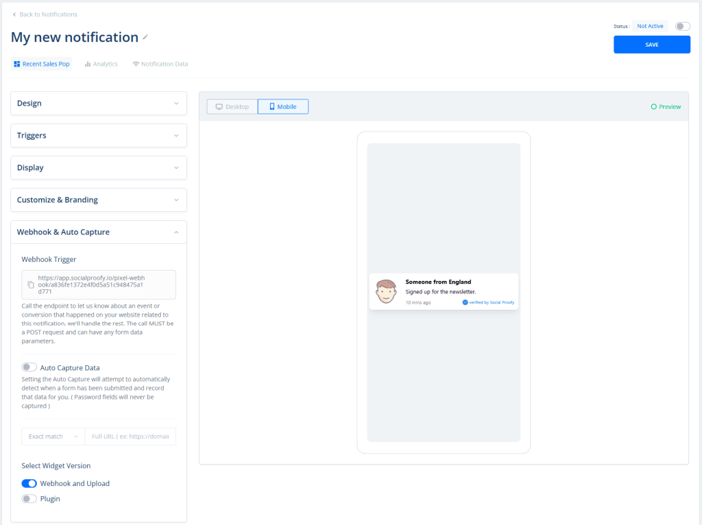 SocialProofy Notification Popup Widget Builder