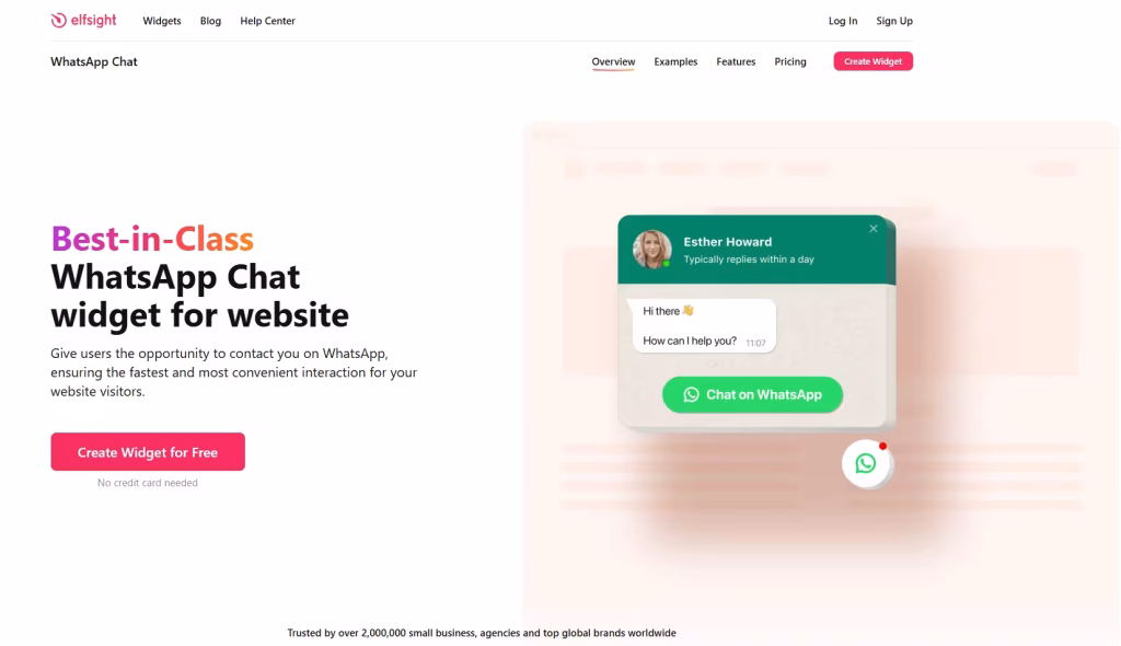 Elfsight's WhatsApp Chat widget for website