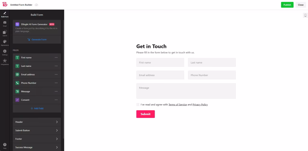 Build form - Elfsight Form Builder