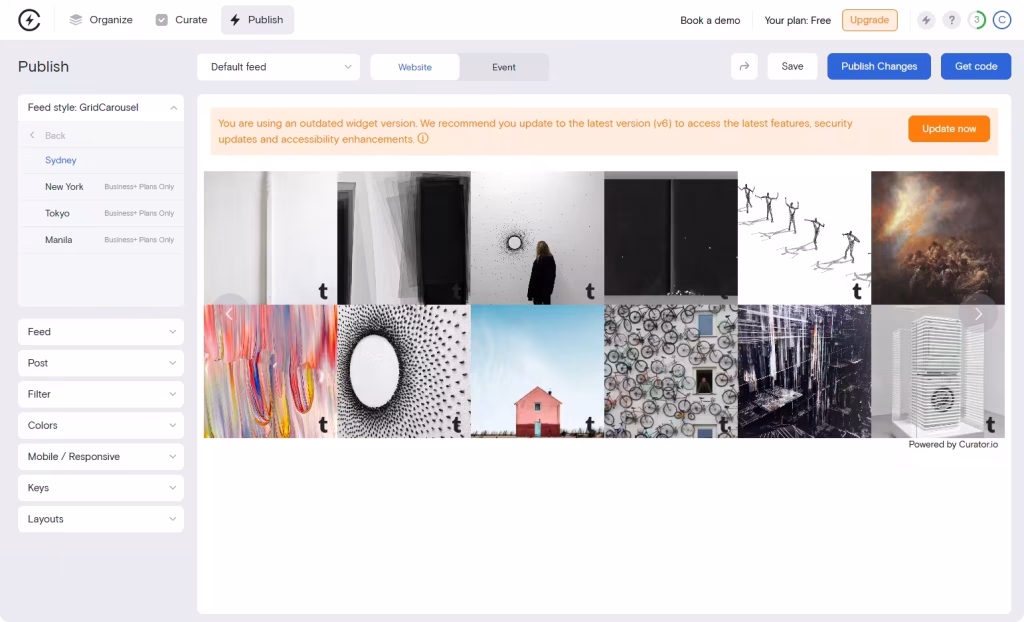 Customize Social Feed Widget in Curator