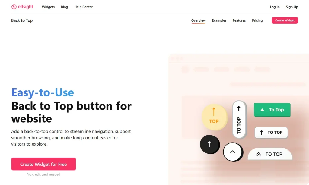 Back to Top button widget Elfsight