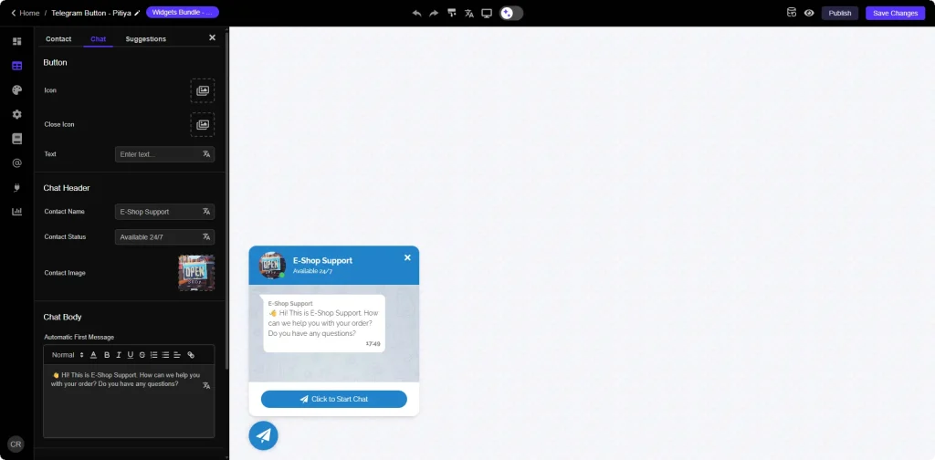 Common Ninja's Telegram
Chat Widget Builder