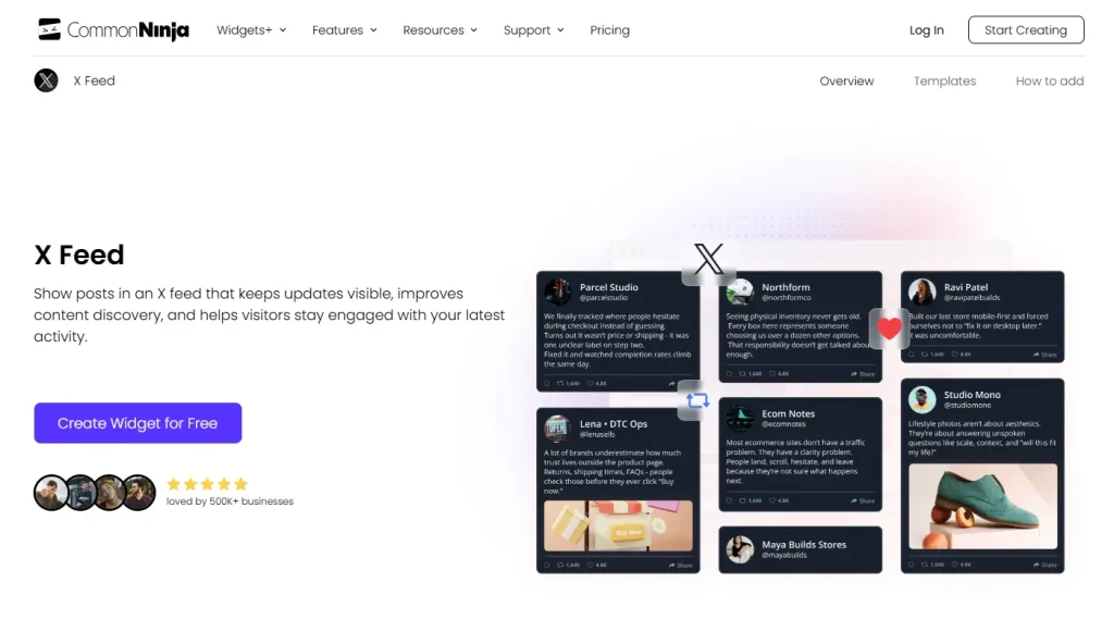 Common Ninja X Feed widget