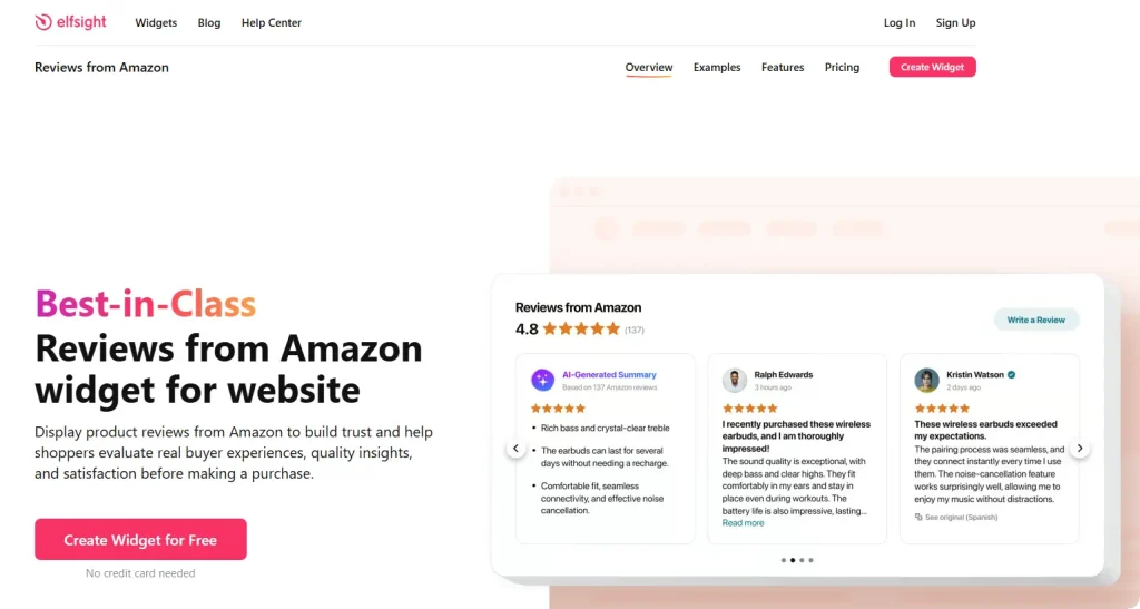 Elfsight's Amazon Reviews widget
