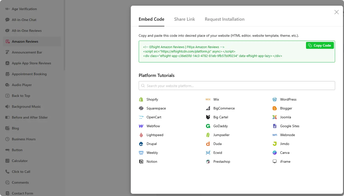 Elfsight Amazon Reviews Widget Embed Code