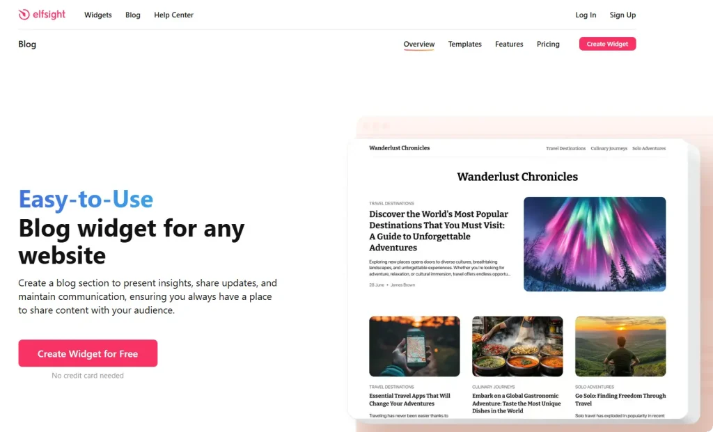 Elfsight Blog widget