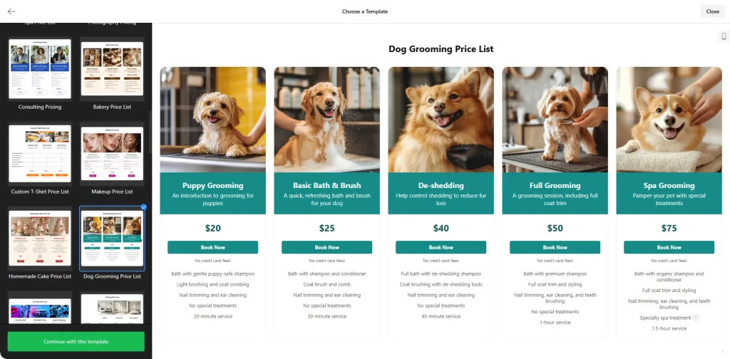 Elfsight Pricing Table Widget Builder Templates