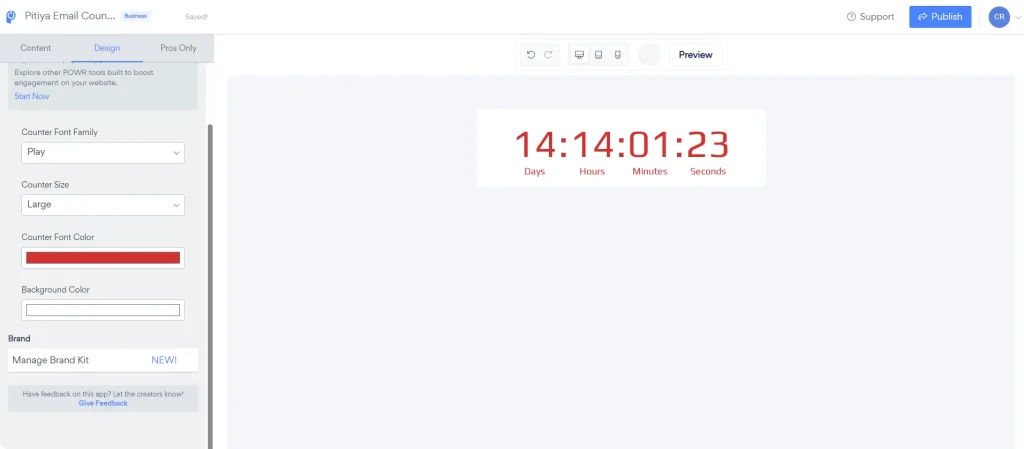 Powr's Email Countdown Timer Editor