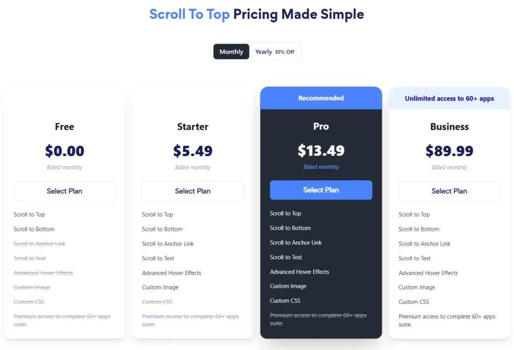 Powr Scroll to Top App Pricing