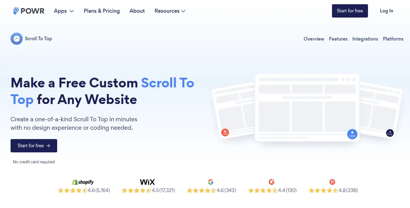Powr's Scroll to Top Website App