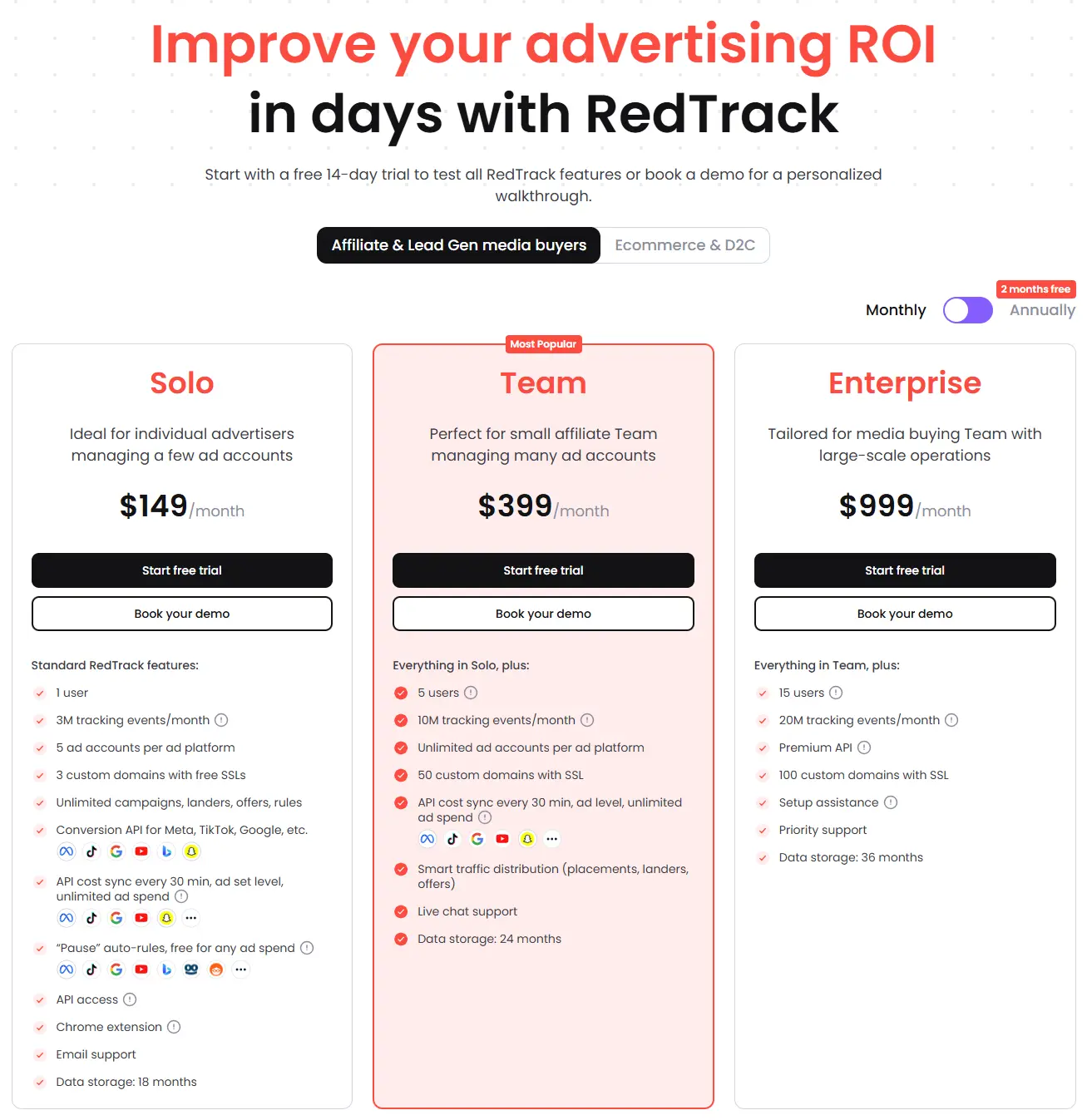 Redtrack Affiliates pricing