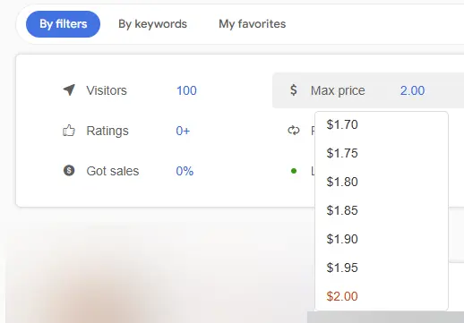 Udimi Prices Filter